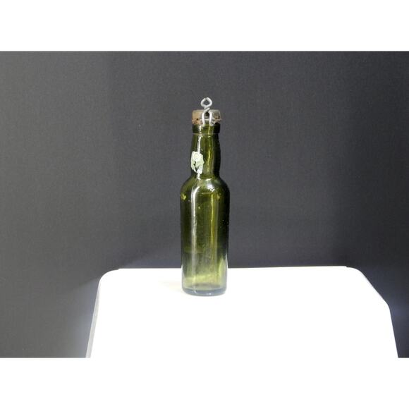 Antique Light Olive Green Lady Leg Sample Whiskey Bottle NB136 w/ wire bail lid - Picture 1 of 3